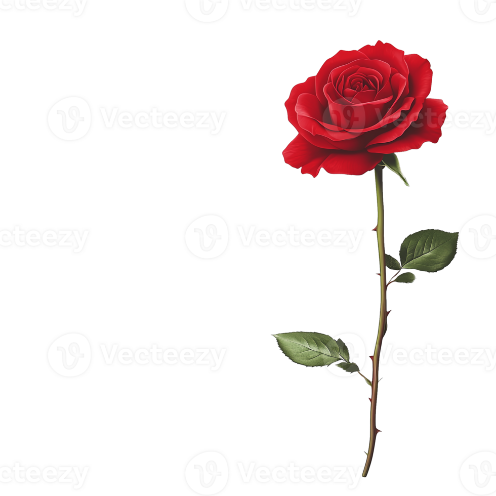 Elegant Red Rose in Full Bloom on Format png