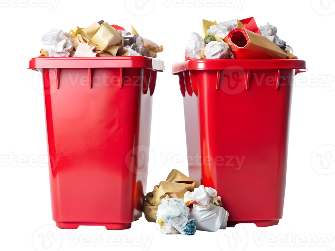 Two Red Garbage Trash Cans png