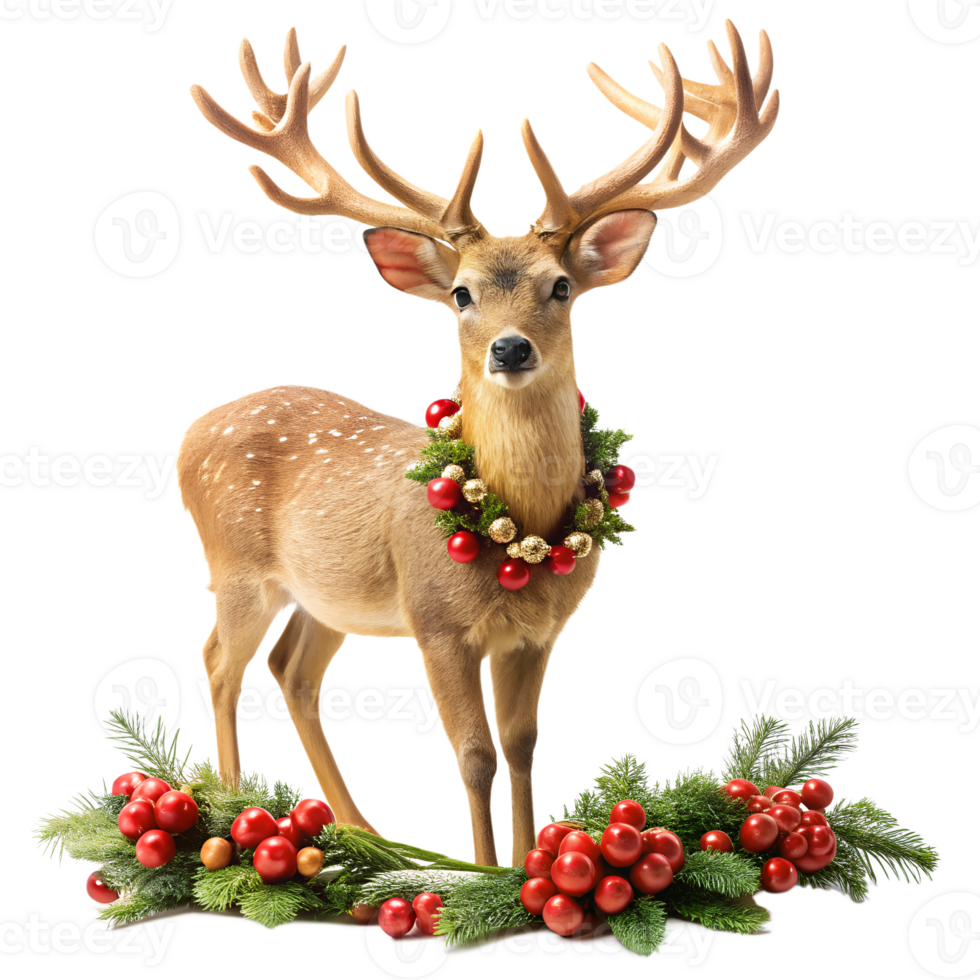 Christmas Deer Clipping Path on Transparent background png