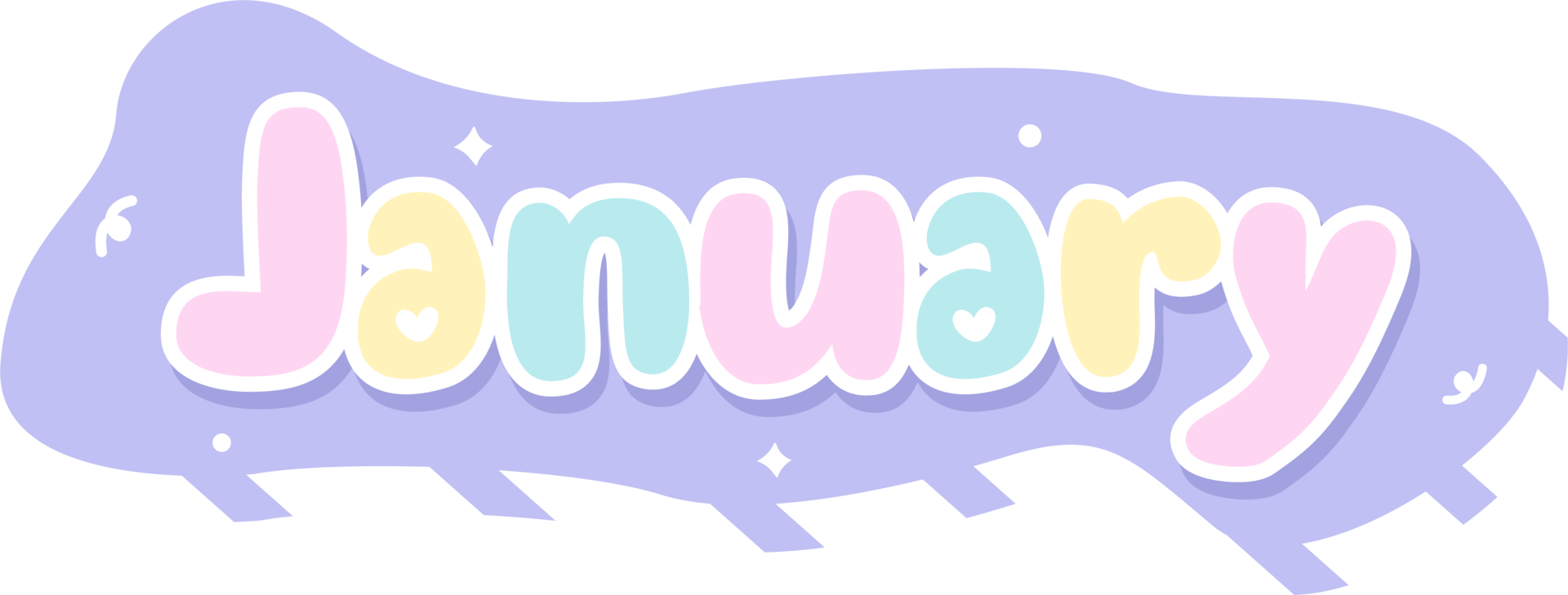 cute month name handwritten png