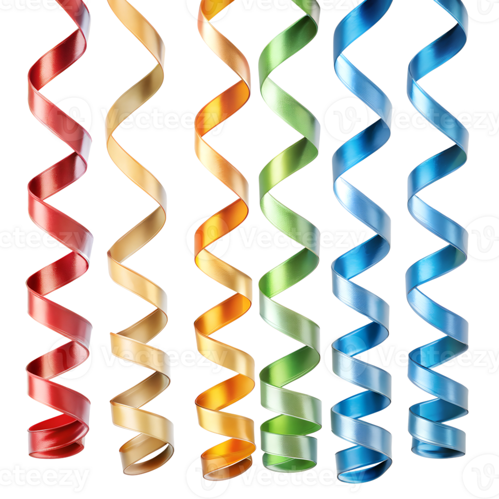 Multicolored curling stream paper png