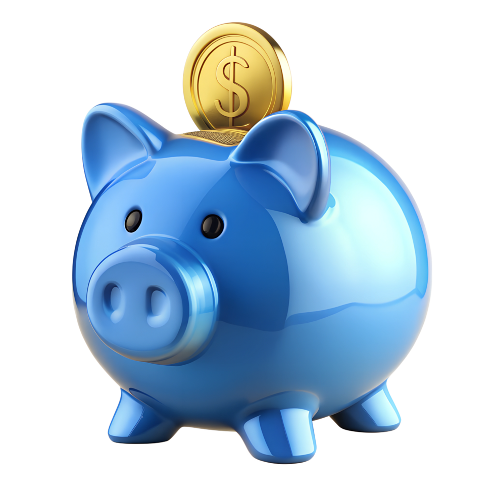 3d asset of blue piggy bank png