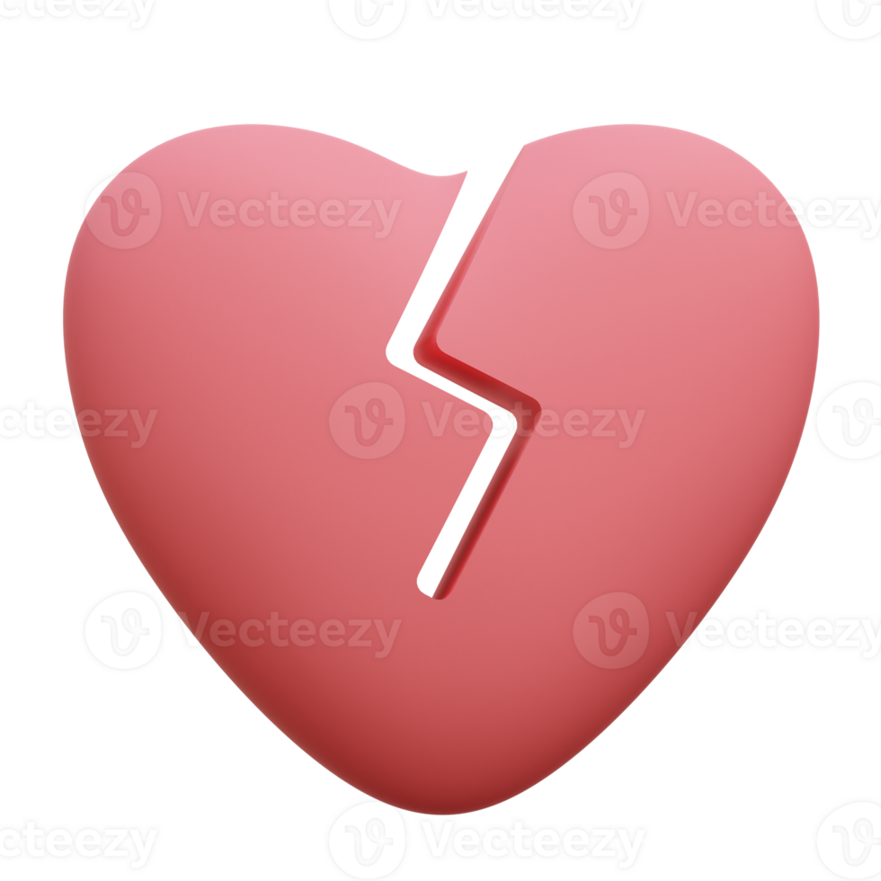 Broken Heart 3D Icon Illustration png