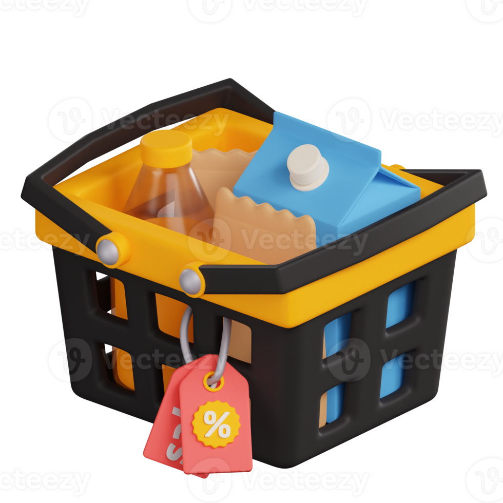 3D Shopping Basket Icon Illustration png
