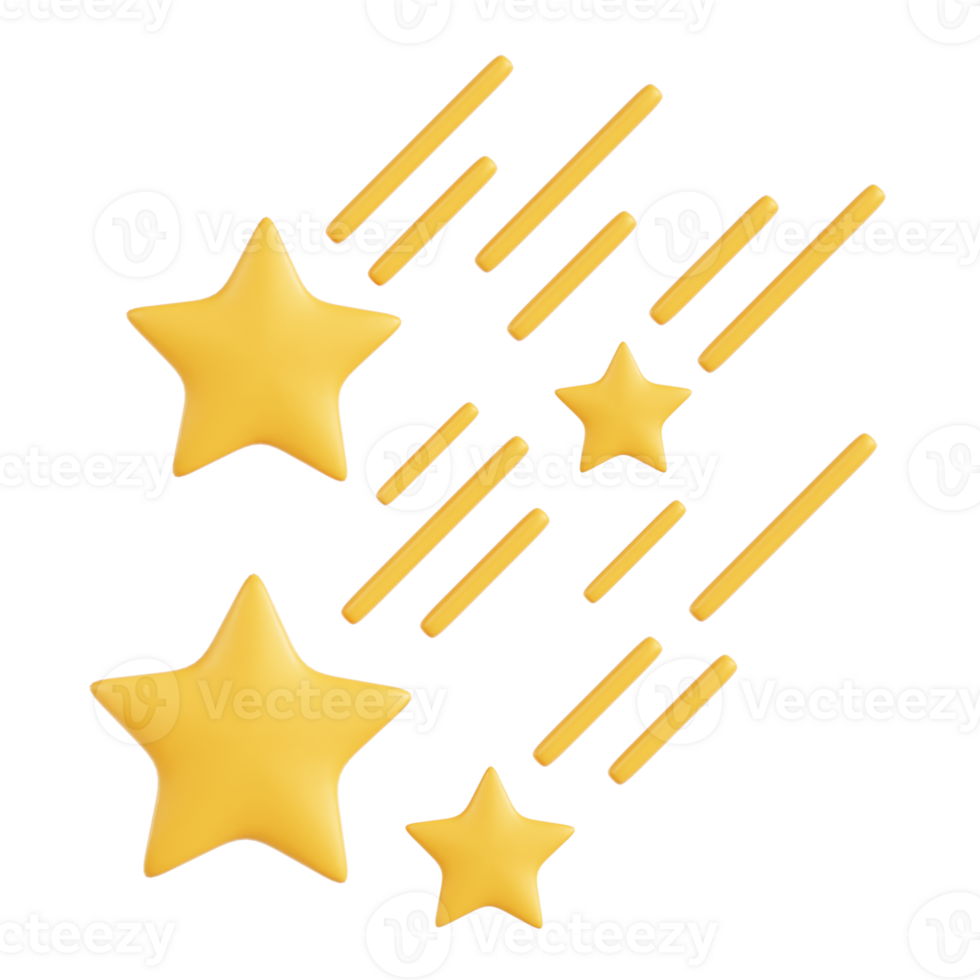 Shooting Stars 3D Icon Illustration png