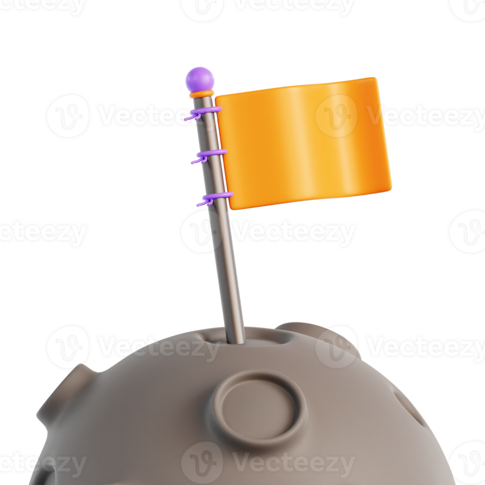 Flag On Moon 3D Icon Illustration png