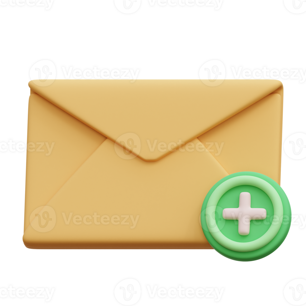 Add Mail 3D Icon Illustration png