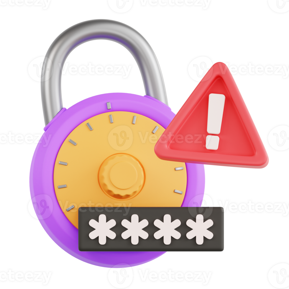 Password Warning 3D Icon Illustration png