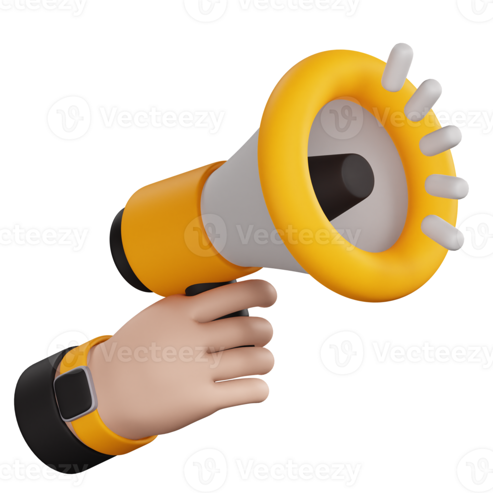 3D Megaphone With Hand Icon Illustration png