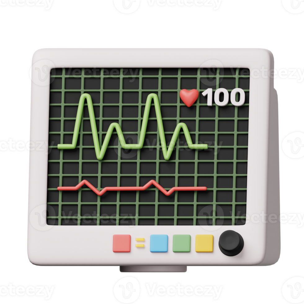 ECG Machine 3D Icon Illustration png