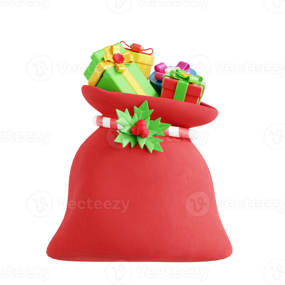 Santa Bag 3D Icon Illustration png