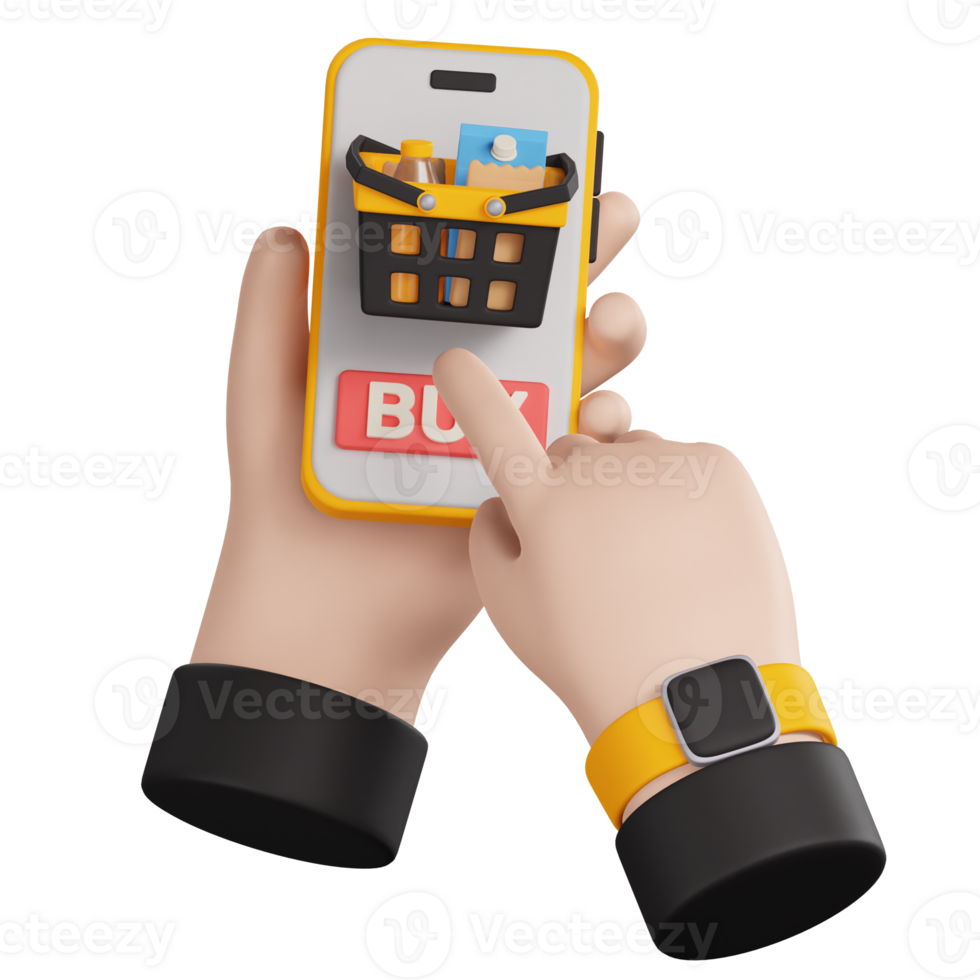 3d uppkopplad handla köpa hand gest ikon illustration png