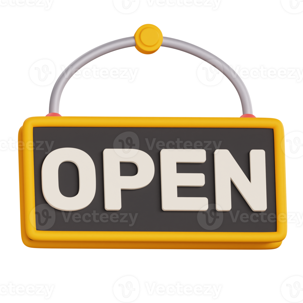 3D Open Sign Icon Illustration png
