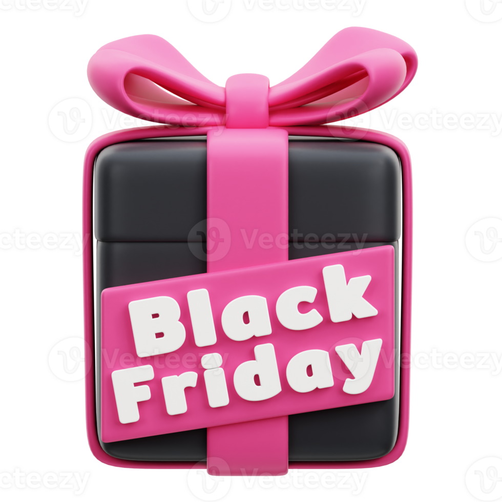 Black Friday Gift Box 3D Icon Illustration png