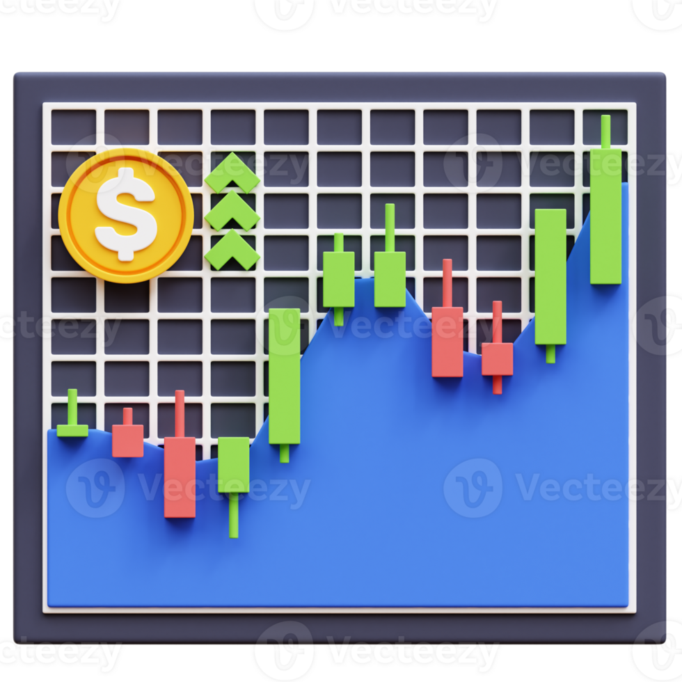 Stock Market Profit 3D Illustration png