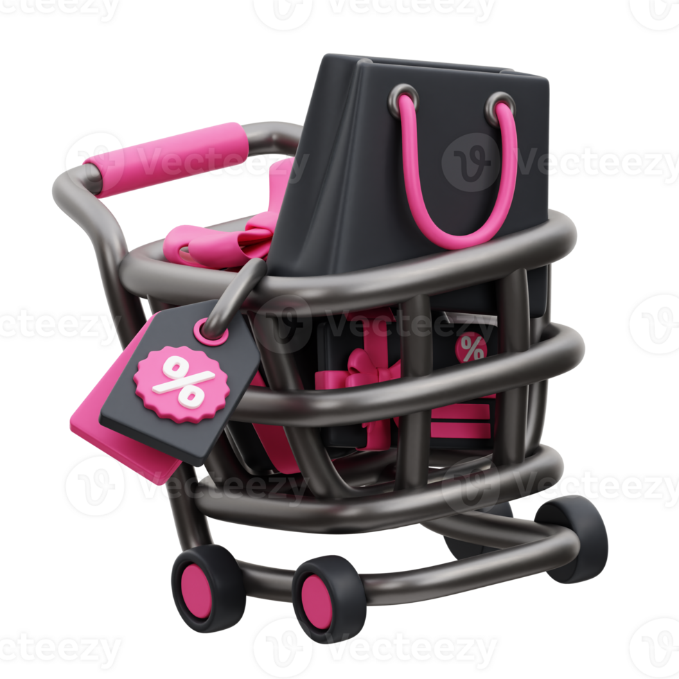 Shopping Trolley 3D Icon Illustration png