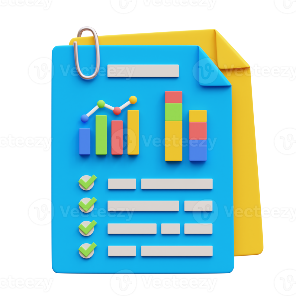 Report Document 3D Illustration png