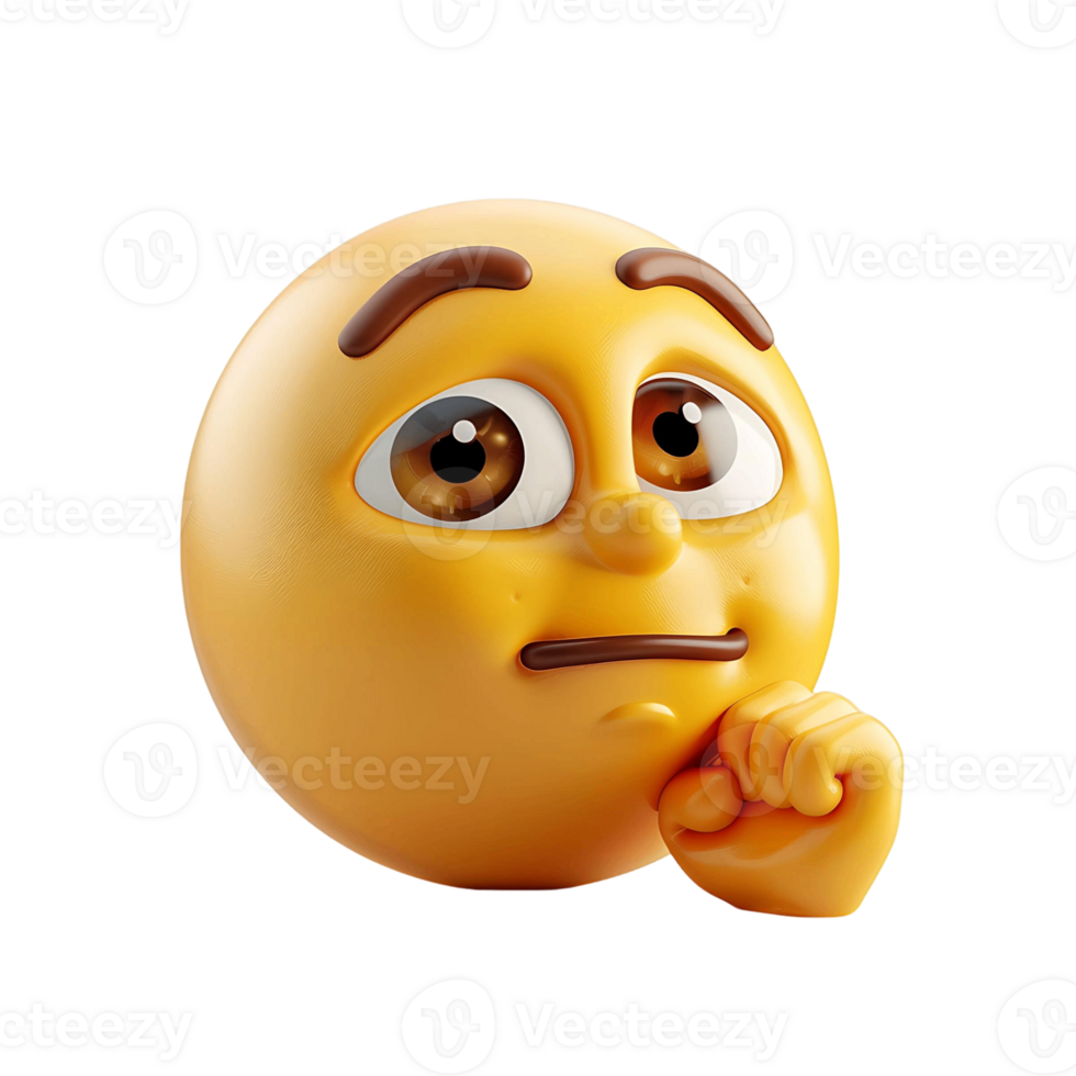 Premium Puzzled Face 3D Emoticon on Transparent Background png