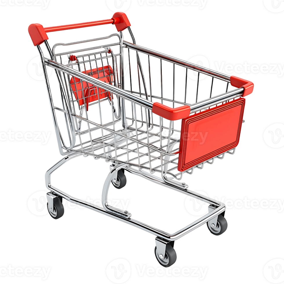 Detailed Shopping Cart 3D Rendering Isolated Image png