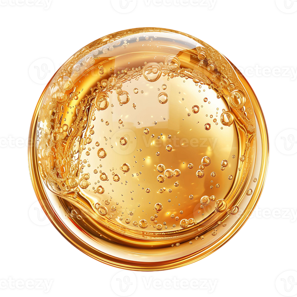 Realistic Golden Liquid Oil Bubble Elements on Transparent Background png