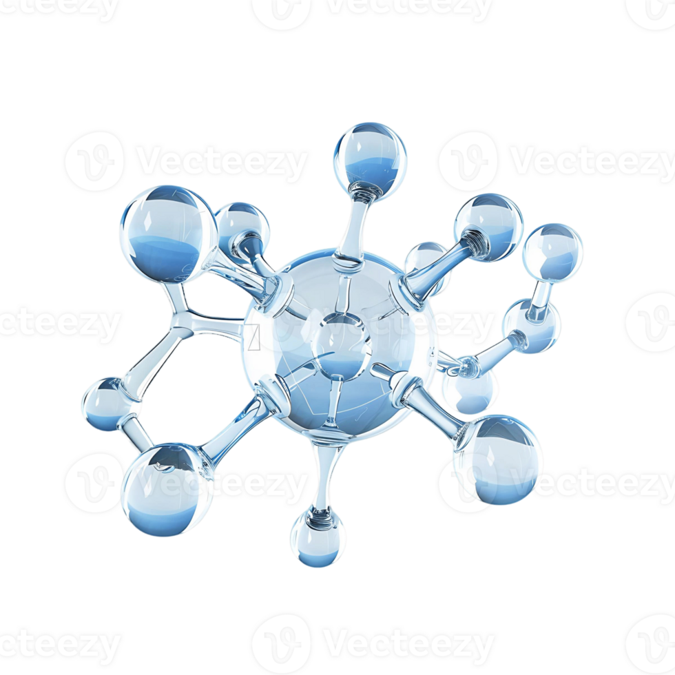 Detailed Molecule and Water Bubble on Transparent Background png