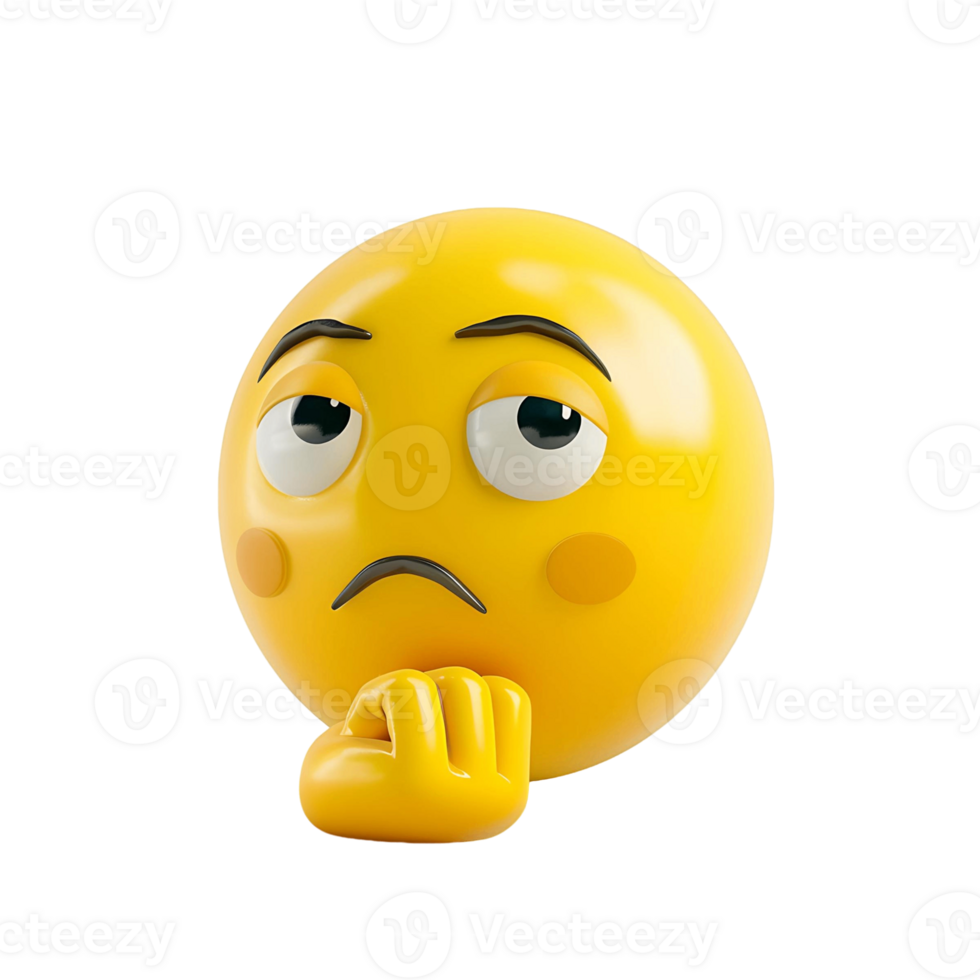 Puzzled Thinking Face 3D Emoji on Transparent Background png
