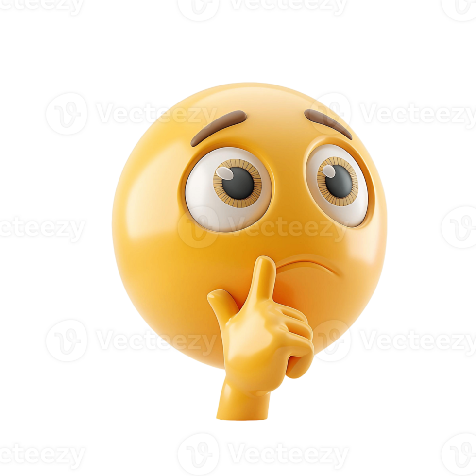 Realistic Thinking Face 3D Emoji Isolated on Transparent png