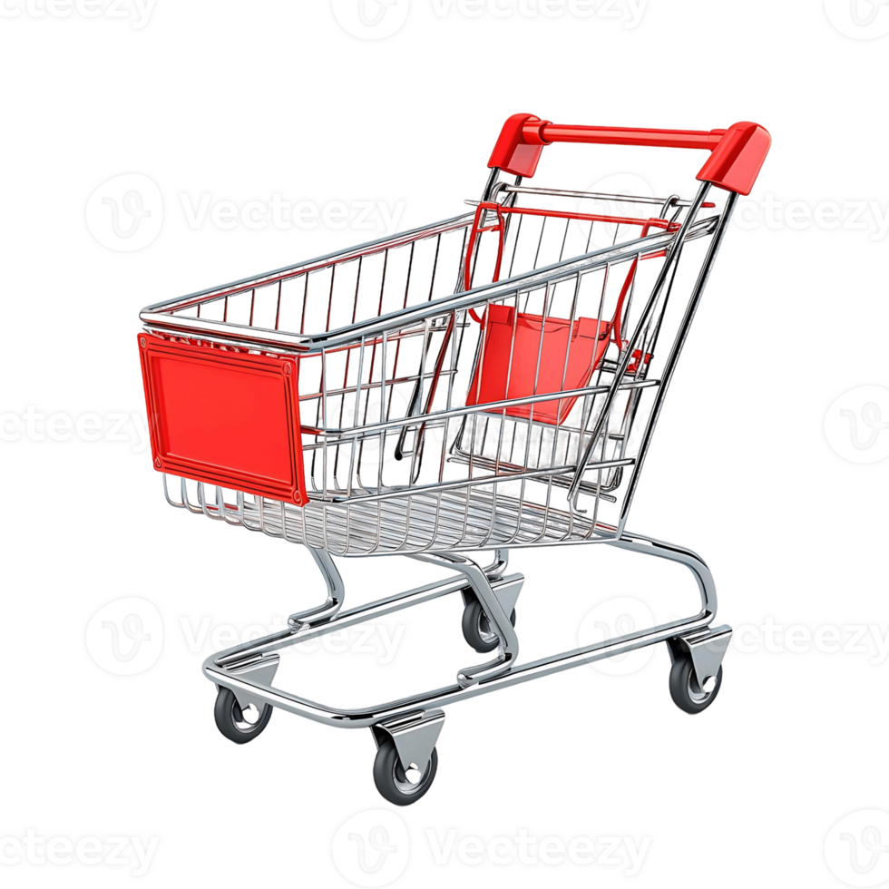 Premium Shopping Cart 3D Rendering on Transparent Background png