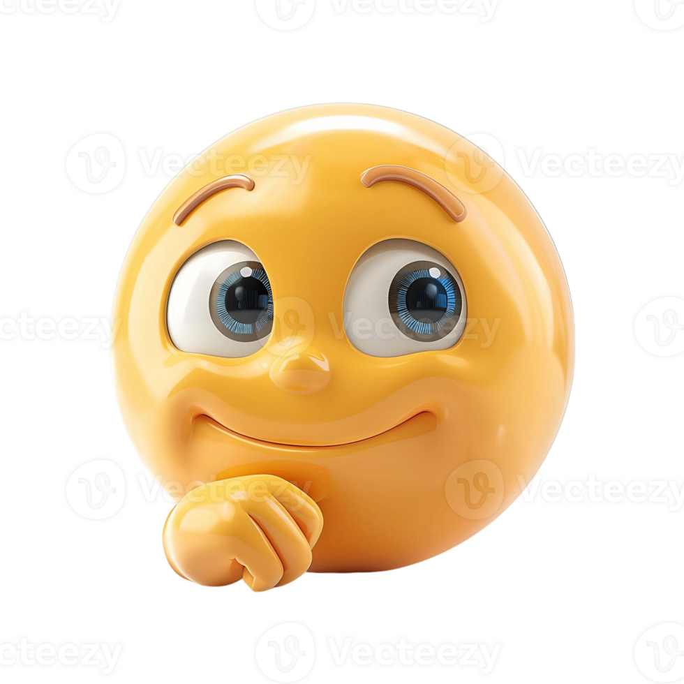 Detailed Thinking Face 3D Emoji for Creative Projects png
