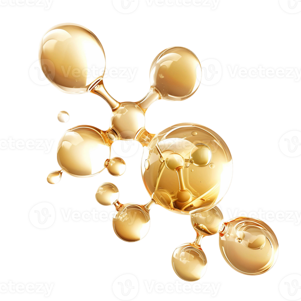 Molecule and Golden Liquid Bubble Ready for Use png