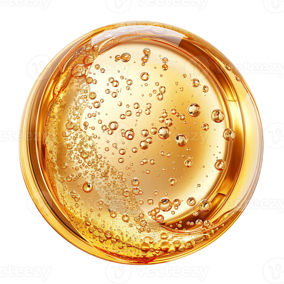 High Quality Golden Liquid Oil Bubble Elements 3D Rendering png