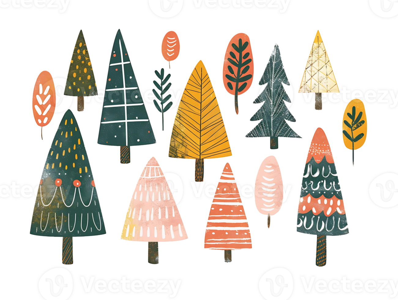 Cute Adventurecore Trees Retro Watercolor Design png
