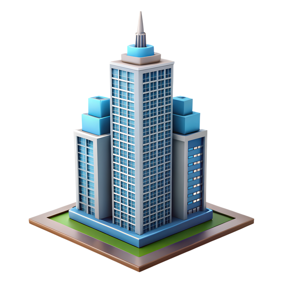 Skyscraper building isometric 3d rendered illustration isolated on the transparent background png
