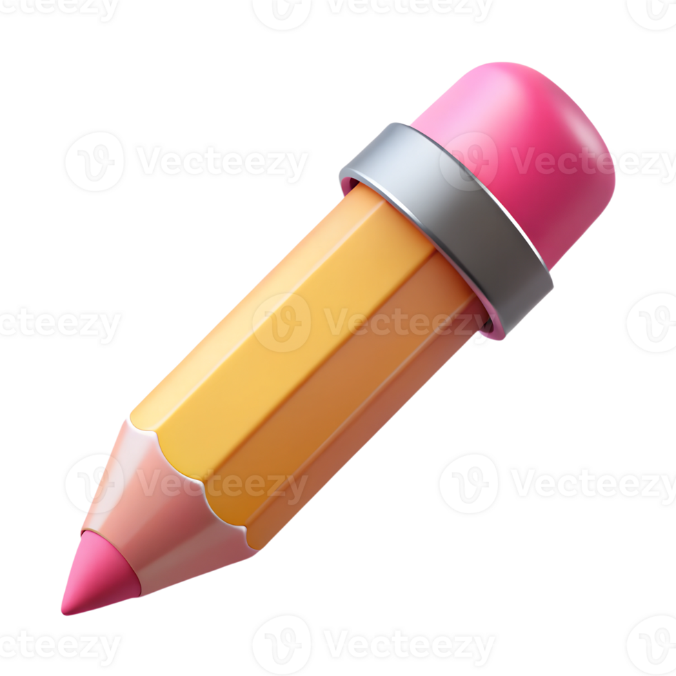 Cartoon pencil 3d illustration isolated on the transparent background png