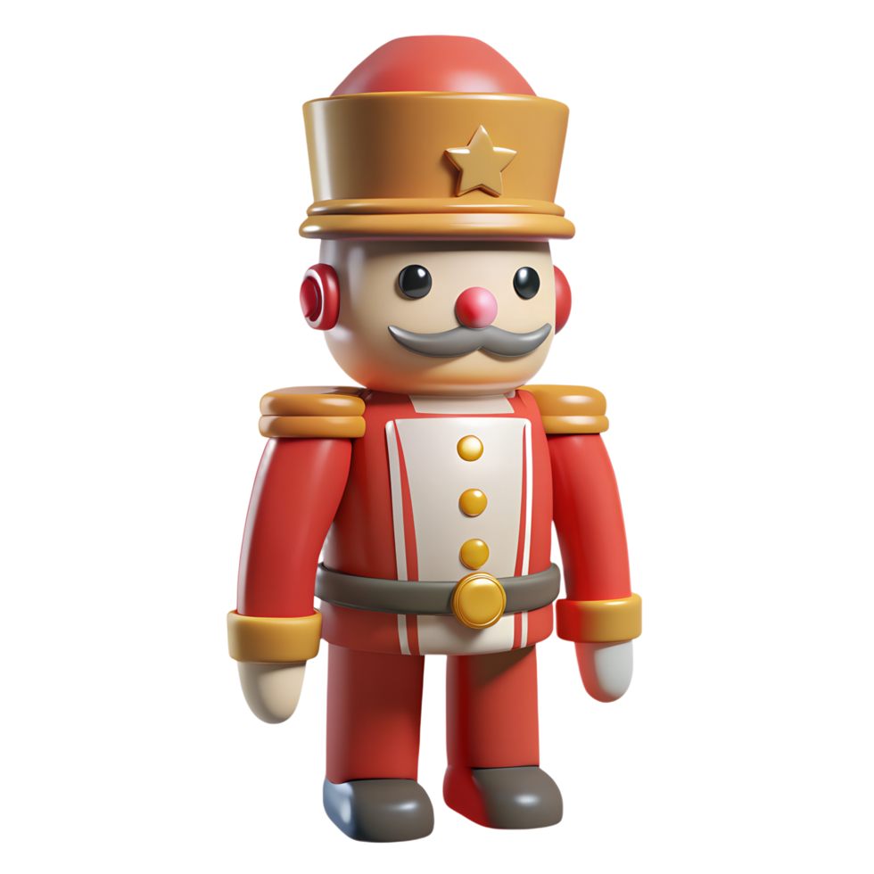 Cute Christmas nutcracker toy 3d rendered illustration isolated on the transparent background png