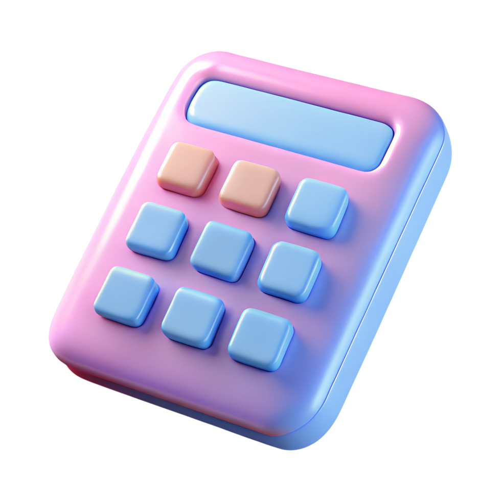 Cartoon calculator 3d illustration isolated on the transparent background png