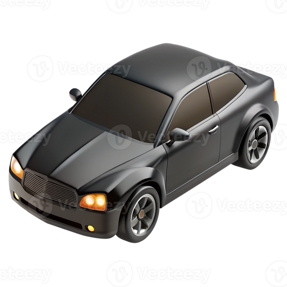 Black luxury automobile 3d illustration isolated on the transparent background. Transportation vehicle design png