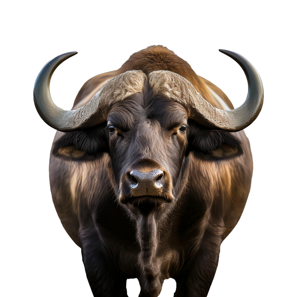 A large brown bull with large horns png