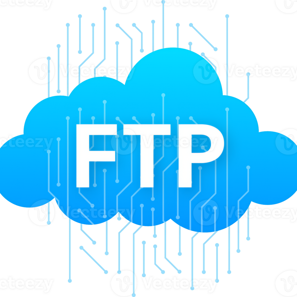 Flat web banner with ftp. Application interface. Technology concept. illustration. png