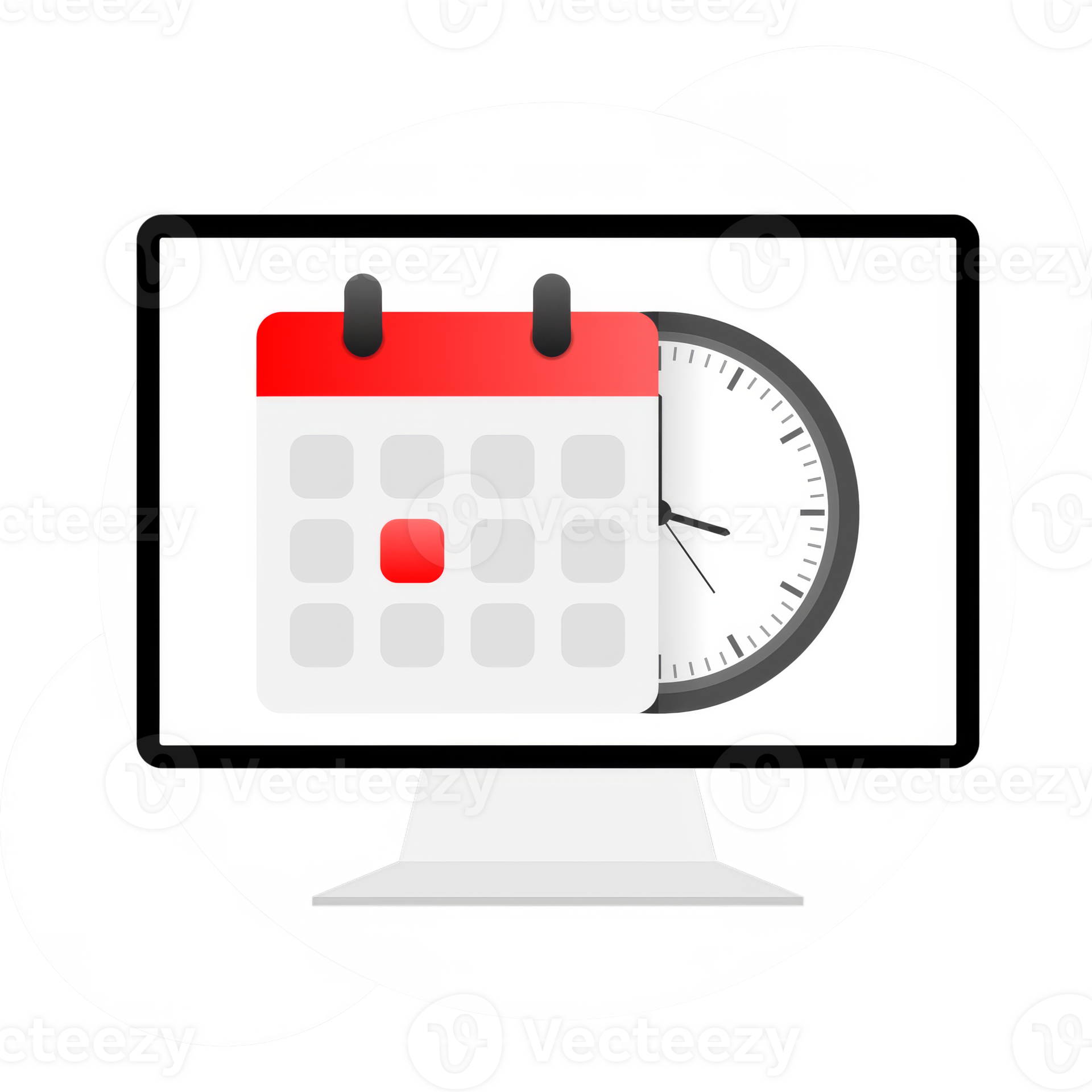 Calendar and clock icon on red background illustration 50699581 png