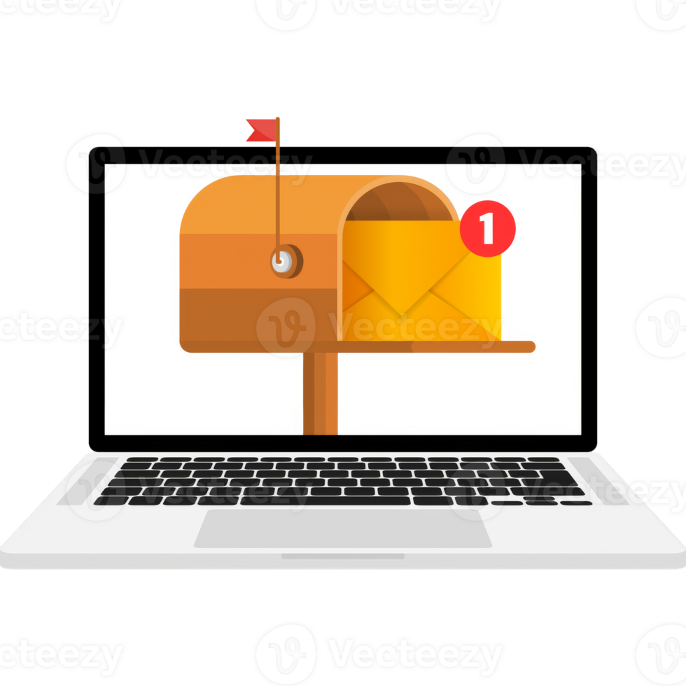 Mailbox with a letter inside in a flat style on a yellow background. Subscribe to our newsletter. illustration. png