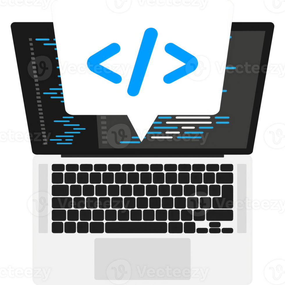 Cross-platform software. Coding laptop. Digital learning. Flat isometric illustration. Laptop screen. png