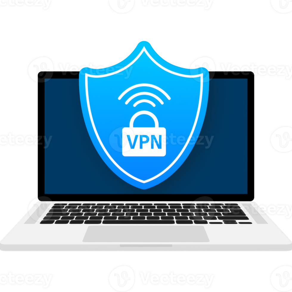 VPN flat blue secure label on white background. illustration. png