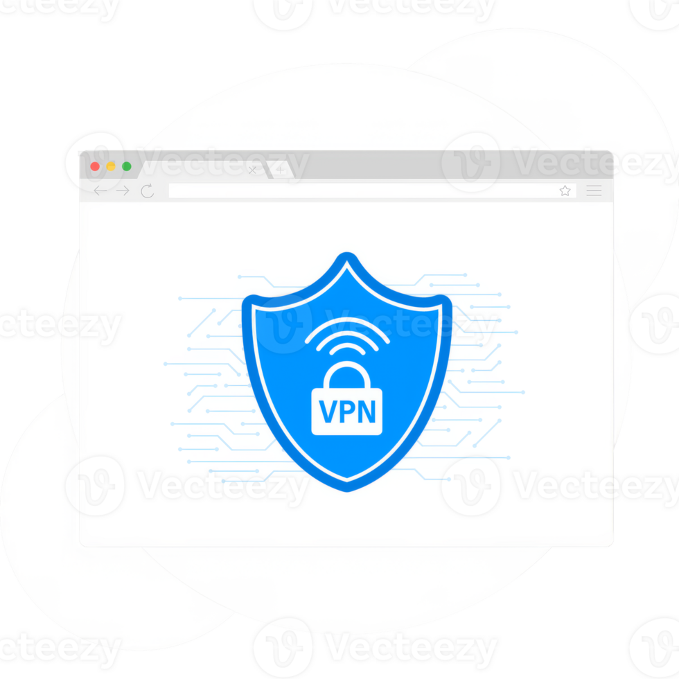 VPN flat blue secure label on white background. illustration. png