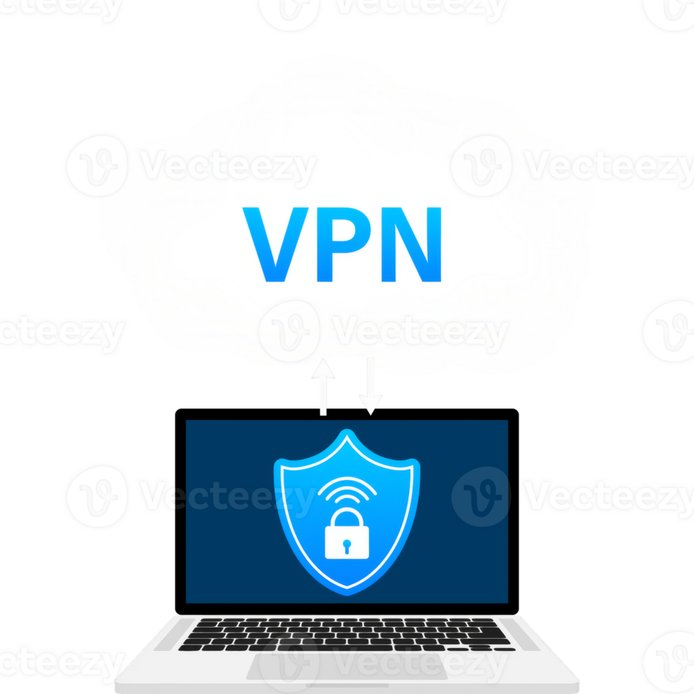 VPN flat blue secure label on white background. illustration. png