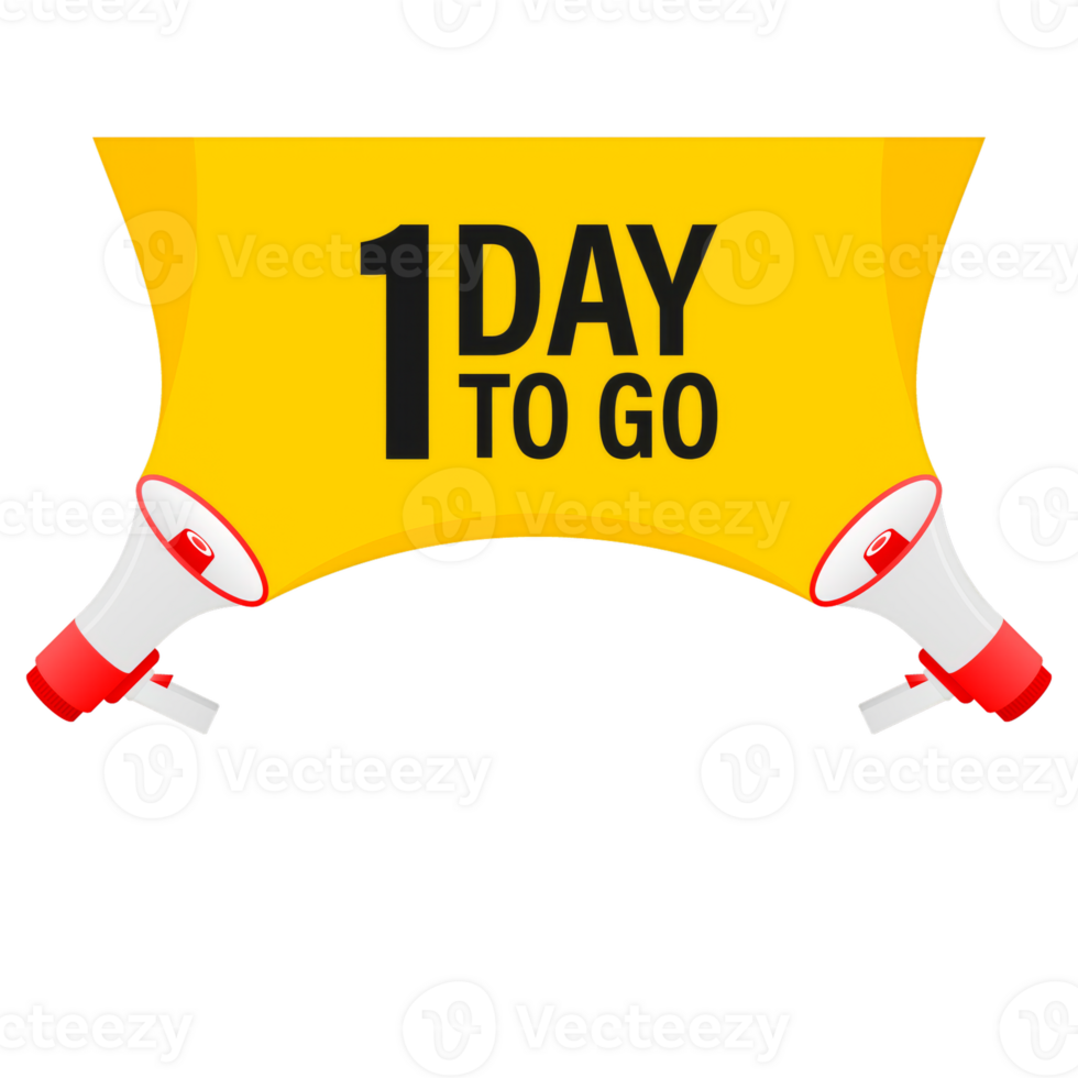 Loudspeaker. Megaphone with one day to go. Banner for business, marketing and advertising. png