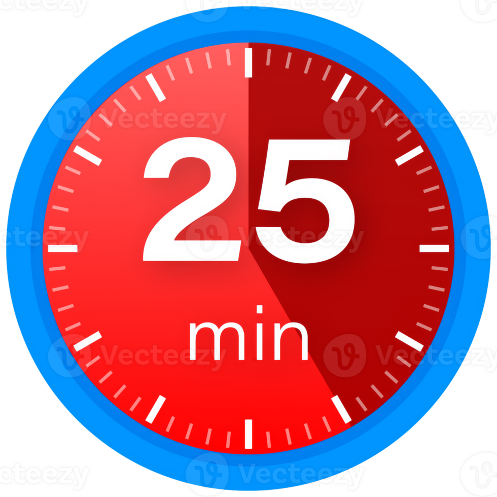 The 25 minutes, stopwatch icon. Stopwatch icon in flat style on a white background. stock illustration. png