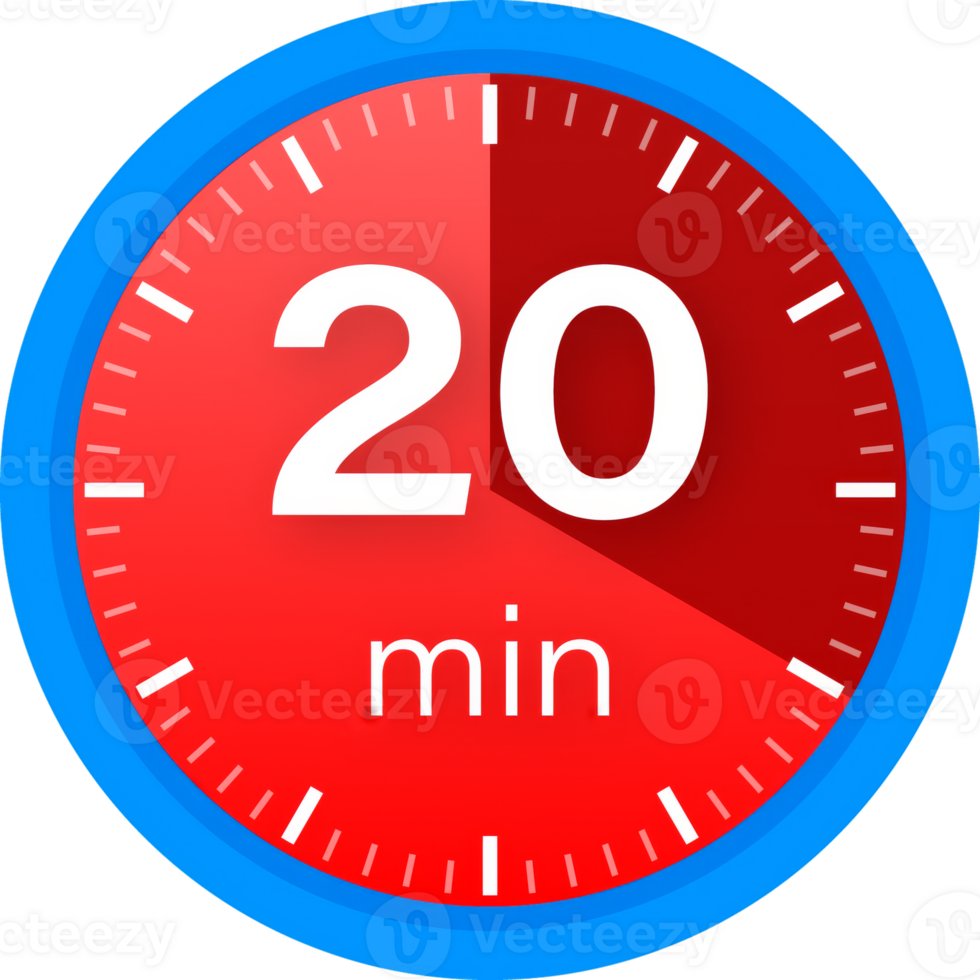 The 20 minutes, stopwatch icon. Stopwatch icon in flat style on a white background. stock illustration. png