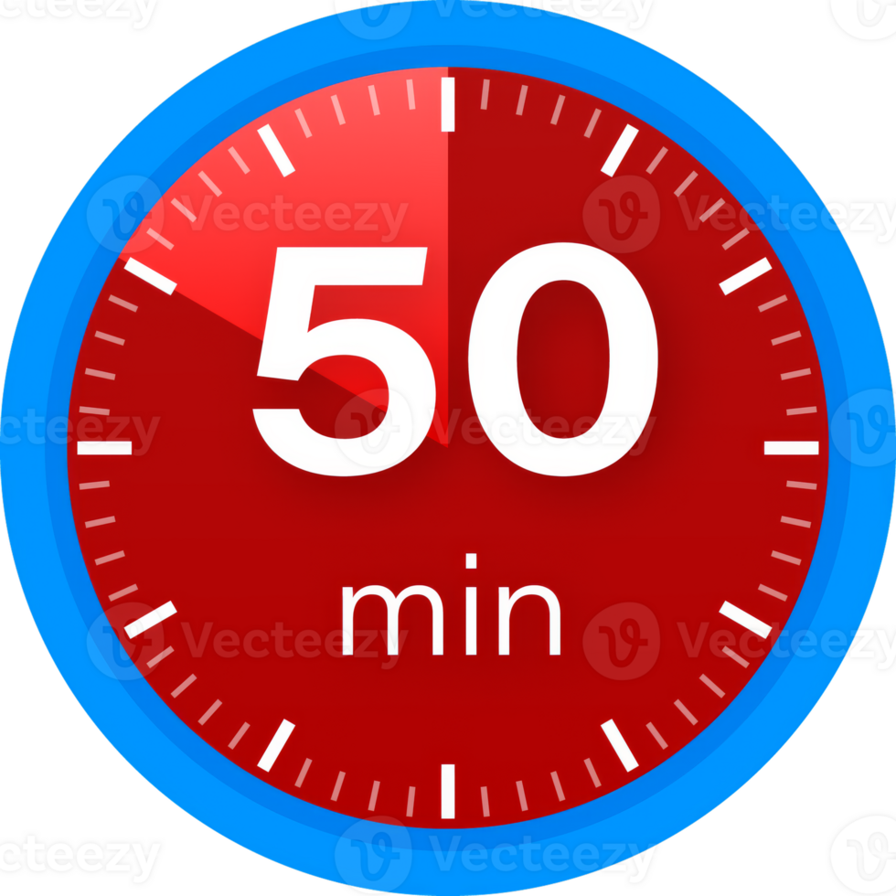 The 50 minutes, stopwatch icon. Stopwatch icon in flat style on a white background. stock illustration. png