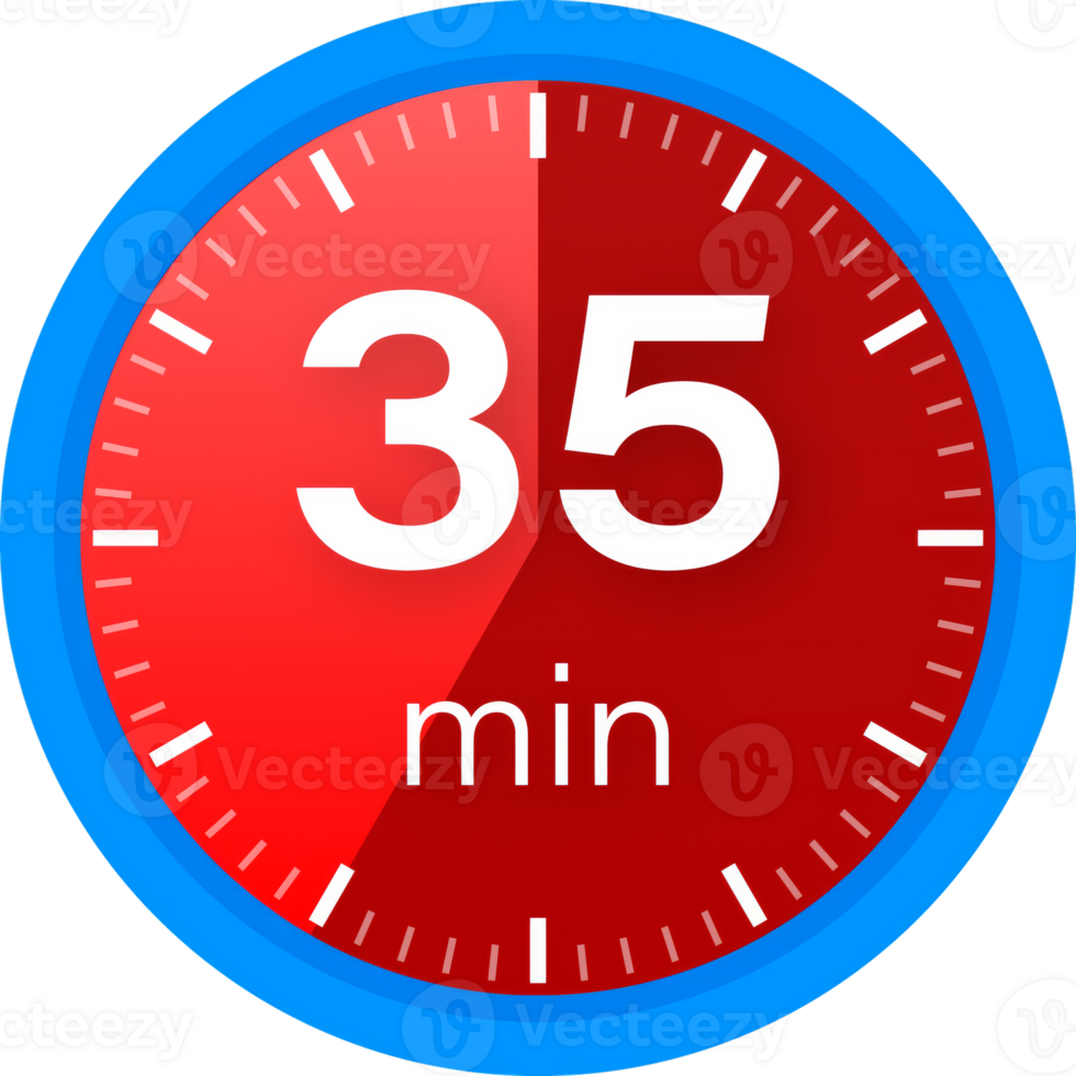 The 35 minutes, stopwatch icon. Stopwatch icon in flat style on a white background. stock illustration. png